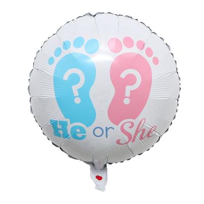 China Wholesale Decoration 18 Inch Round Foil Gender Tell Him or Her Boy or Girl Balloon Helium Baby Shower Party Balloons for sale