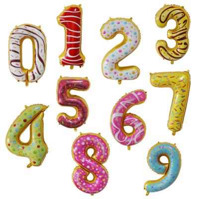 China Wholesale Decoration Ice Cream Balloons 32inch Donuts Number Balloons Kid Birthday Party Decoration for sale