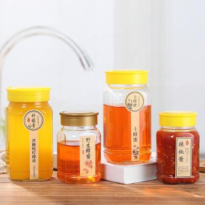 China Square 500g Glass Jar Cheap Viable Honey Chilies For Jam Hot Sauce Bottle Food Storage Clear Empty Glass Jar With Plastic Lids In Stock for sale