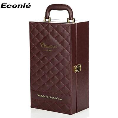 China Handmade Hot Selling Luxury Leather Wine Box Custom PU Leather Wine Box Gift Box for sale