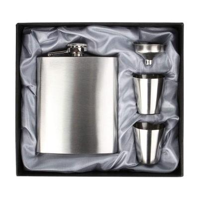 China Traditional 7oz 8oz Stainless Steel Hip Flask Set Funnel Wine Cup For Liquor Whiskey Wine Outdoor Portable Pocket Flasks With Box Men's Gift for sale