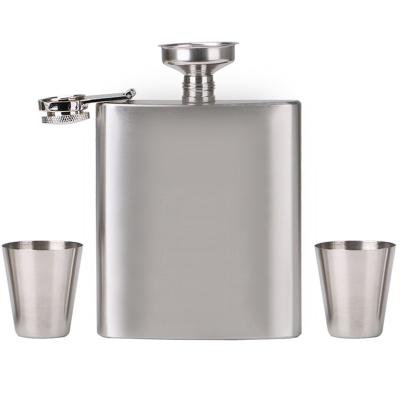 China Traditional 7oz Hip Flask Set Luxury Hip Flasks Whiskey Liquor Wine Bottle Groomsmen Gift Whiskey Alcohol Liquor Stainless Steel 2cups Funnel for sale