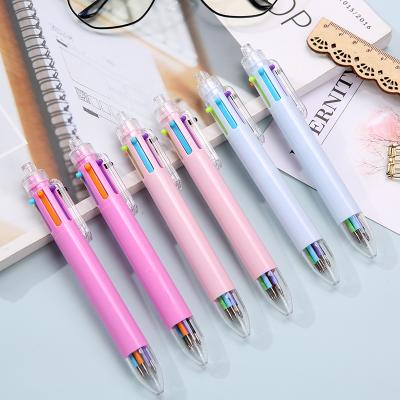 China Huimai Full Size Cartoon Flamingo 6 In 1 Ballpoint Pen Refill 6 Color Multicolor Pen With Custom Logo for sale