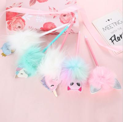 China Office & School Pen Factory Unicorn Fur Ball Direct Animal Ball Pen for sale