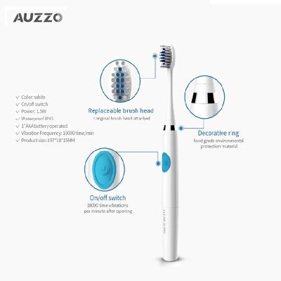 China Rechargeable Adult Electric Sonic Toothbrush Maker Battery AUZZO Sonic Vibration Dry Battery Electric Toothbrush Waterproof for sale