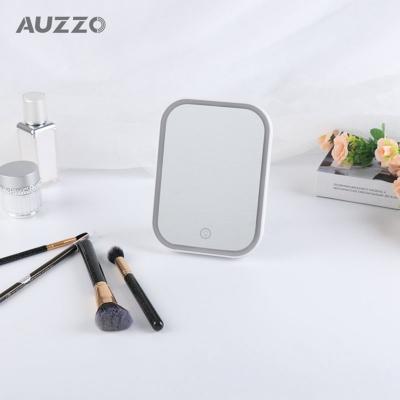 China AUZZO White Lighted Smart Small Rectangular Folding Table / OEM Led Mirror Led Square Vanity Makeup Mirror With Lights for sale