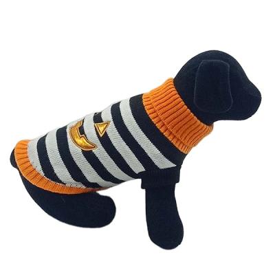 China Durable Funny Cute Dog Pumpkin Sweater Soft Comfortable Pet Clothes Yellow Reflective Ride Black White Apparels Sweaters for sale