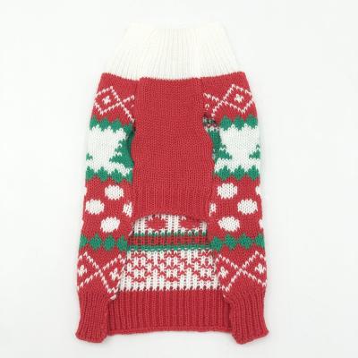 China Custom Warm Christmas Hand Crochet Dog Clothes Cat Festival Apparel Viable Simply Knitted Soft Pet Clothing for sale