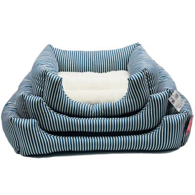 China 2019 New Large Dot Massage Dog Cat Car Bed Blue Stripe High Quality Free Time Rest Viable Soft Beds Cotton Doze Nod for sale