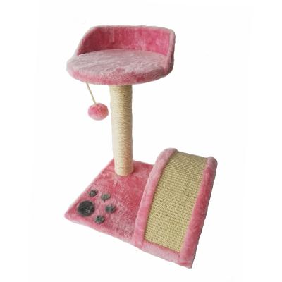 China 2019 Designs Sustainable Luxury Pink Tree Scratcher Fully Wrapped Two Tier Cat House Furniture Cat House Cat Tree for sale