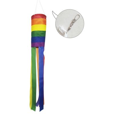 China Custom cheap price red and white color spiral wind flag rainbow windsock polyester 30x60cm vivid column sock for sale