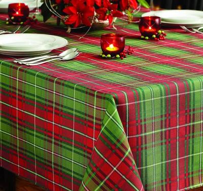 China Custom Size Waterproof High Quality Polyester Plaid Printed Square Party Christmas Table Cloth for sale