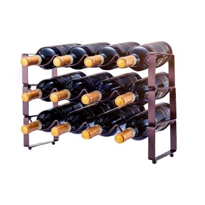 China Available Stackable 3 Tier Countertop Cabinet Wine Rack Metal Wine Rack Storage Rack Viable Sample for sale