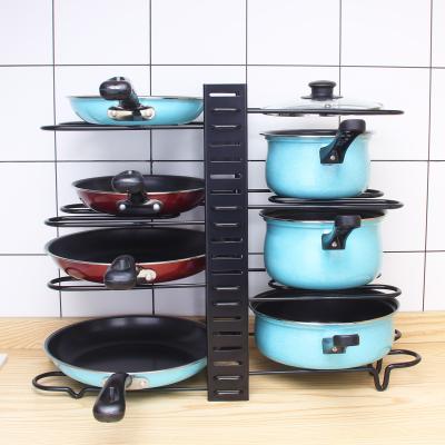 China Stored In Adjustable Stocked Raise Storage Metal Pan And Pot Lid Organizer Rack Holder For Kitchen/Resurant/Cabinet for sale