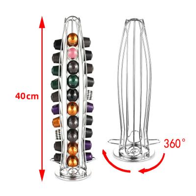 China Sustainable 360 ​​Degree Rotate Nespresso Funny 40 Piece Metal Coffee Capsule Storage Rack For Display for sale