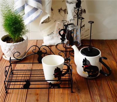 China Viable Available Cat Black Sample Iron Coffee Table Coffee Table Cup Holder For Home for sale