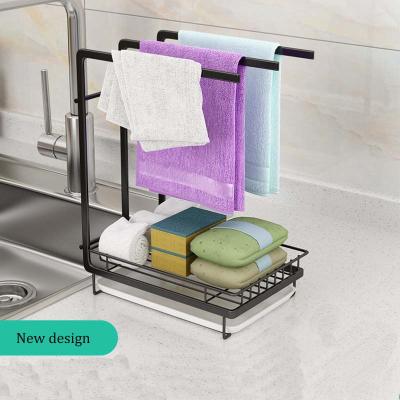 China Sustainable Quick Shipping Towel Rack Kitchen Sponge And Dish Soap Rack With Dish Towel Drying Rack For Kitchen for sale