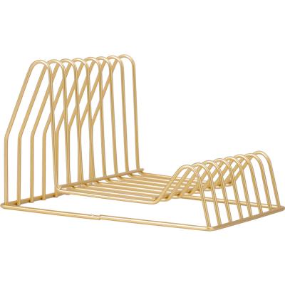 China Wholesale Viable Household Gold Shelf Metal Decor A4 Magazine Storage Desktop Paper Holder for sale