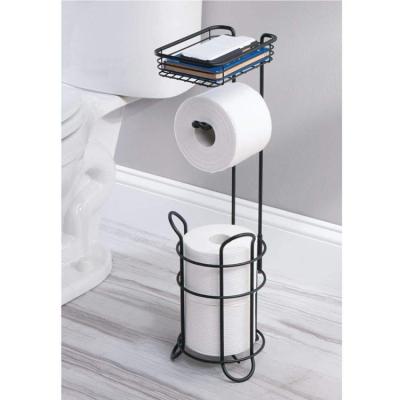 China New Stocked Viable Wholesale Free Standing 3-Tier Metal Toilet Paper Holder Kraft Paper Holder For Bathroom for sale