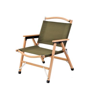 China Good Quality Canvas Lawn Leisure Simple Folding Wooden Camping Kermit Chair With Armrest for sale