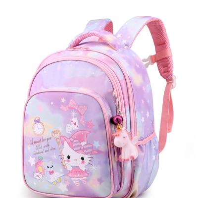 China Cute New Pupils Thorn Care Relief Shoulders Waterproof Nylon Fabric Lightweight School Bag For Girl Set for sale