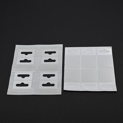 China Waterproof Factory Custom Clear Self Adhesive Hang Tabs Hooks Plastic Display Hand Tabs Slot Hole Folding Tab for Store Retail Display for sale