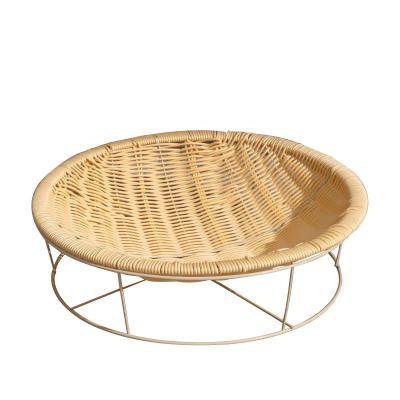 China Viable Wholesale Round Raised Pet Cat Bed Pet Beds Accessories Washable Cute Rattan Woven Pet Beds for sale