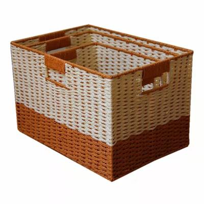 China Viable Wholesale Multifunctional High Quality Hand - Vellum Paper Rope Storage Basket for sale