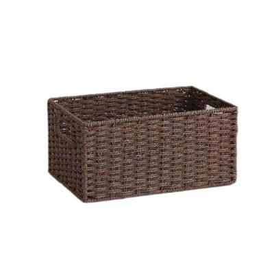 China Sustainable High Quality Handmade Straw Storage Rope Paper Decoration Woven Basket For Store Clothes Paper for sale