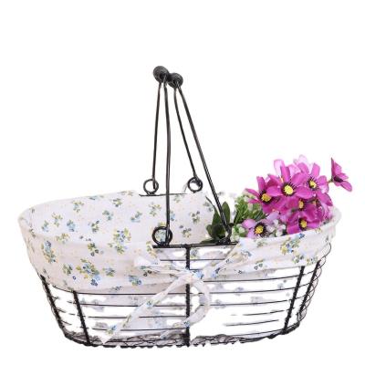 China High Quality Sustainable Sale Metal Cloth Home Decoration Flower Basket Fruit Metal Storage Basket for sale