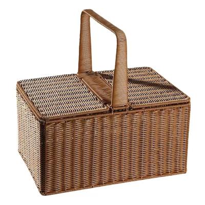 China China Sustainable Storage Plastic Handwork Opens Factory Wholesale Rattan Woven Storage Basket Picnic Basket for sale