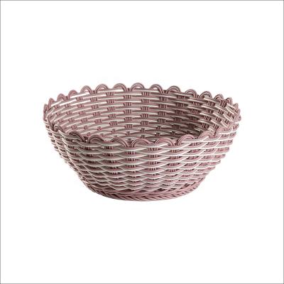 China Viable Hot Selling Hand - Woven PE Rattan Bread Basket Fruit Snack Storage Display Basket for sale