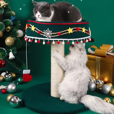 China Relipe Stocked Wholesale Customized Cat Scratching Post Dangling Ball Cat Tree With Stand Christmas Gifts for sale