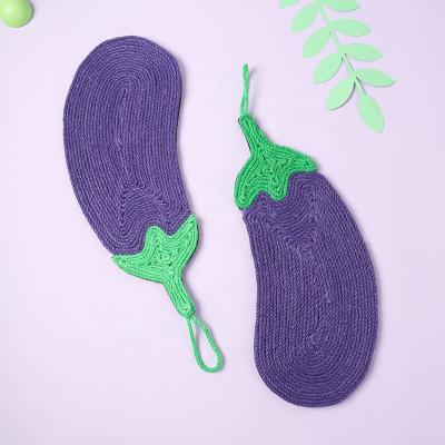 China Relipet Eggplant Shape Sisal Cat Scratch Mat Board Pet Stocked Sisal Scratcher Board for Hanging on the Wall for sale