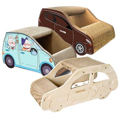 China Sustainable Relipet Car Shaped Pet Beds Corrugated Cat Scratcher Lounge Cat House for sale