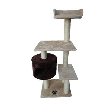 China Relipet RL17419 Fashionable Pet Housing Three Platform Plush Cat Scratch Tower Climbing Cat Tree for sale