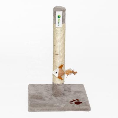 China Relipet Sustainable MDF Base 8 Cm Sisal Post In 2 Section Anti Scratch Cat With A Feather Fish Toy for sale