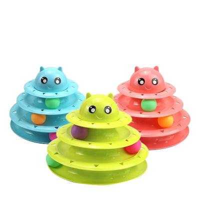 China Relipet Viable Wholesale Funny Toys Cat Interactive Toys Cat 3 Layer Pet Turntable With Balls for sale