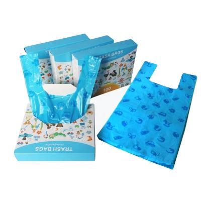 China Viable Relipet 100pcs/box OEM Customized Printing Waterproof Plastic Pet Accessories Vest Dog Waste Poop Bag With Handles for sale