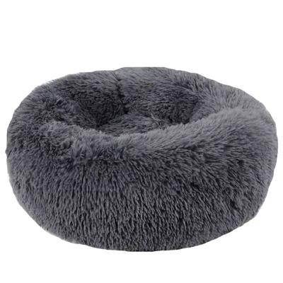 China Relipet Plush Round Faux Fur Donut Comfortable Soft Dog Cat Sleeping Cushion Bed for sale