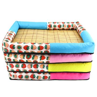 China Relipet's Viable Summer Cat Bed Teddy Pomerion Puppy Cooling Mat Ice Pad Pet Bamboo Woven Bed for sale