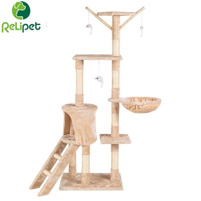 China Unique Design Hot Sale Large Stocked Cat Tree Wooden Scratcher Cat Furniture Tower for sale