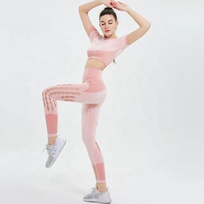 China Breathable Woman Long Sleeve Sports Yoga Legging Sets 2 Piece Women Yoga Suit Gym Yoga Clothes for sale