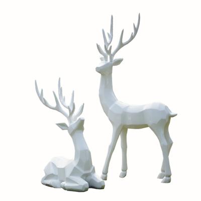 China Other Art Geometric Deer Sculpture Fiberglass Animal Sculpture Outdoor Life Size Sculpture Deer for sale