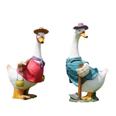 China Custom Other Cartoon Duck Figure Statue For Life Size Fiberglass Duck Animal Garden Sculpture for sale