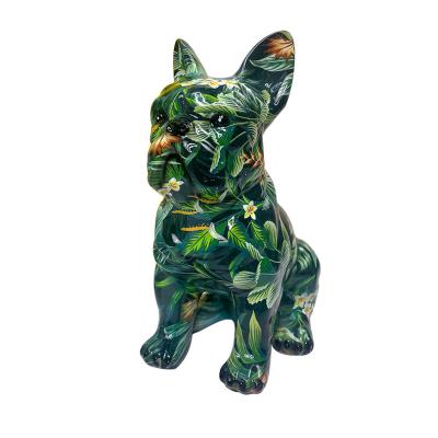 China The Other Home Storage Tray Frenchdog Art Sculpture Fruit Statue French Bulldog Decor Resin Bulldog Statue for sale