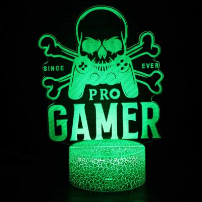 China Voice Activated Icon Light Gamer 3D Night Light Desktop Installed Light Up Decor Logo Sensor Icon Light Gift for sale