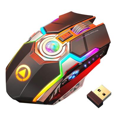 China Ergonomic 7 Keys RGB Backlit Rechargeable Gaming Mouse 3D Silent Gaming Mouse Ergonomic Wireless Mouse for sale