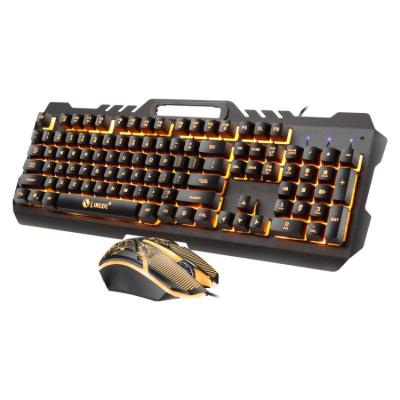 China Metal Backlit Led Metal Mechanical Feel Usb Wired Gaming Gaming Mouse And Keyboard Combos With Phone Holder for sale