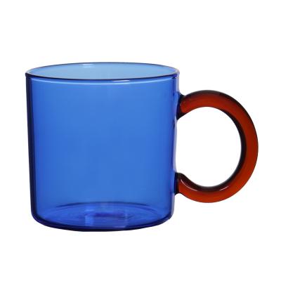 China Viable Hot Sale Plus Logo Household Beverage Mug Wholesale Heat Resistant Thickened Borosilicate Glass Stained Coffee Mug for sale